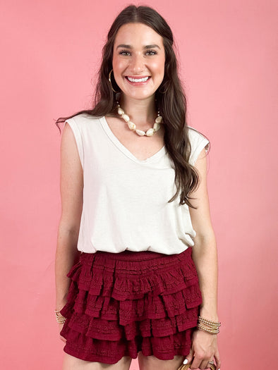 The Mason Ruffle Skirt-Maroon