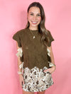 brown sweater top with side ties 