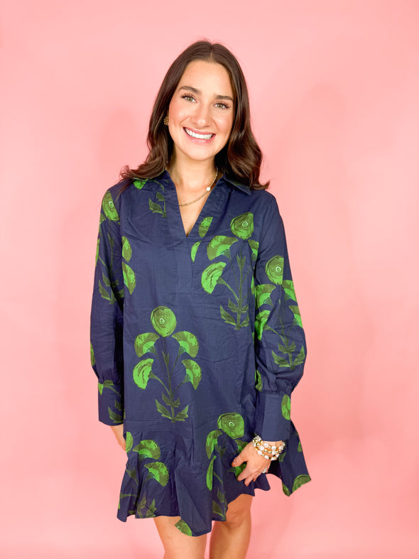 The Hillary Floral Dress-Navy