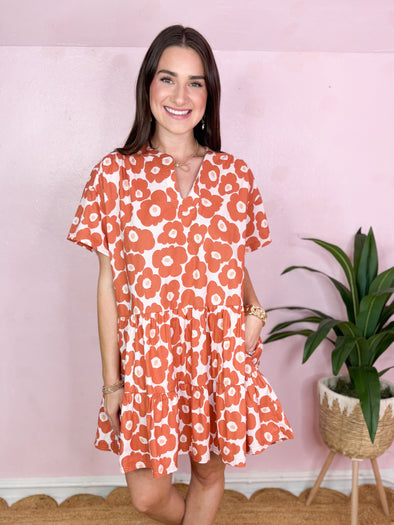 The Zara Floral Mini Dress-Orange