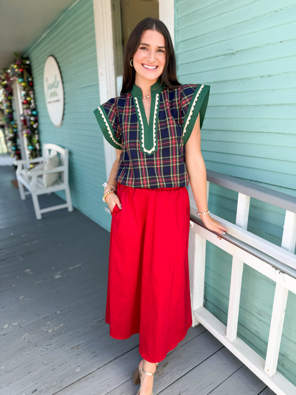The Emilee Plaid Top-Navy