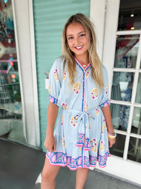 The Michael Floral Dress-Blue