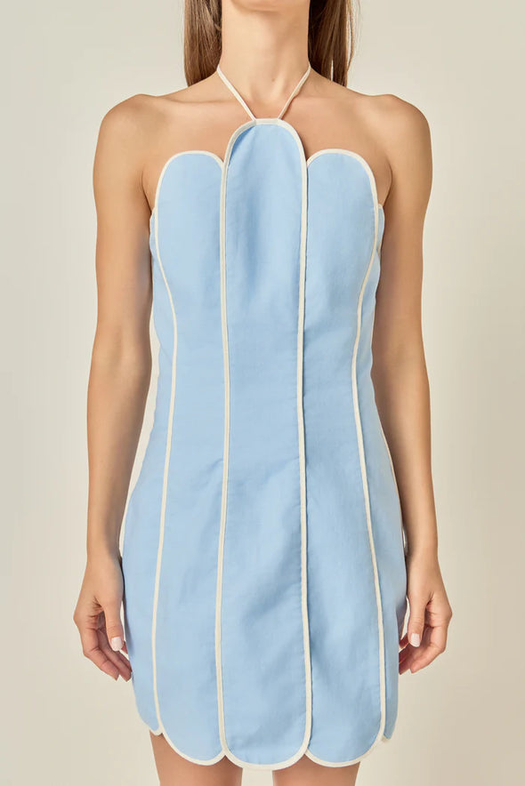 blue scalloped dress The Kylar Dress-Blue S lounge set Silk Satin Colors:Teal 871 Victoria Beckham wears a 28 Hips