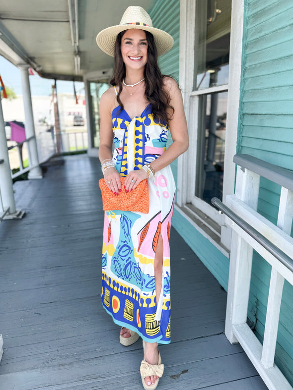 The Illene Tropical Midi Dress-Multi