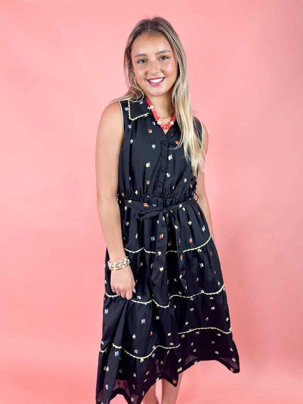 The Ariana Floral Dress-Black