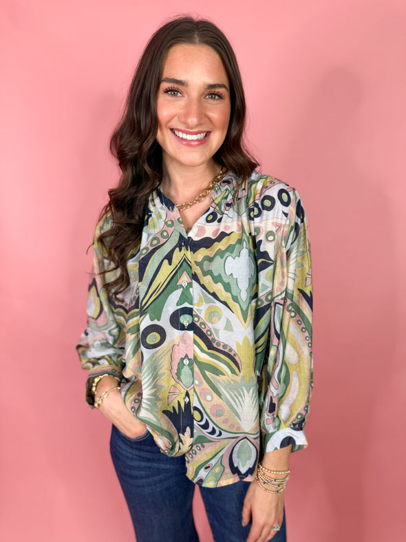 The Christie Button Down Top-Navy