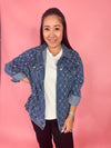 denim jacket with pearl detail 