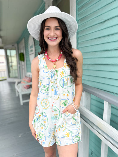 The Leeland Coastal Romper-White