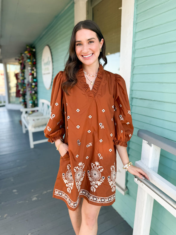 The Adam Floral Dress-Camel