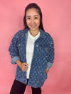 denim jacket with pearl detailing 