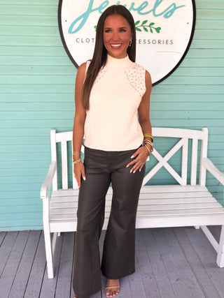 The Ash Rhinestone Tank-Cream