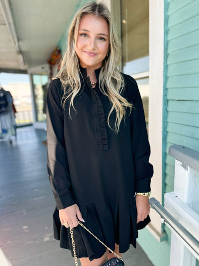 The Amber Long Sleeve Dress-Black