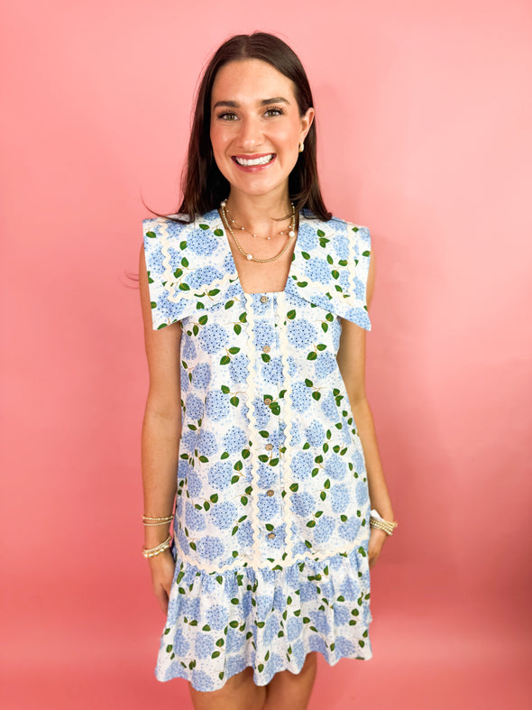 (THML) The Idina Hydrangea Dress-Blue