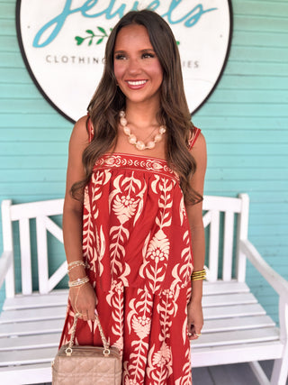 The Shirley Printed 2 Piece Set-Burgundy