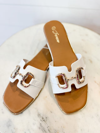 white slide sandal