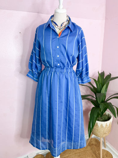 (THML) The Sharlene Stripe Midi Dress-Blue