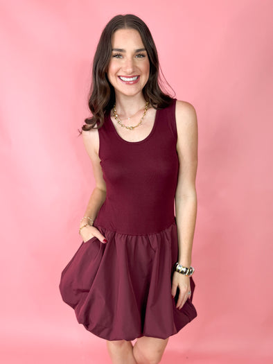 The Tiffany Mini Dress-Wine