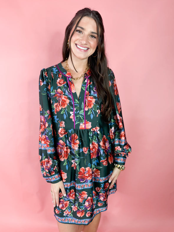 The Charlie Mini Dress-Deep Green