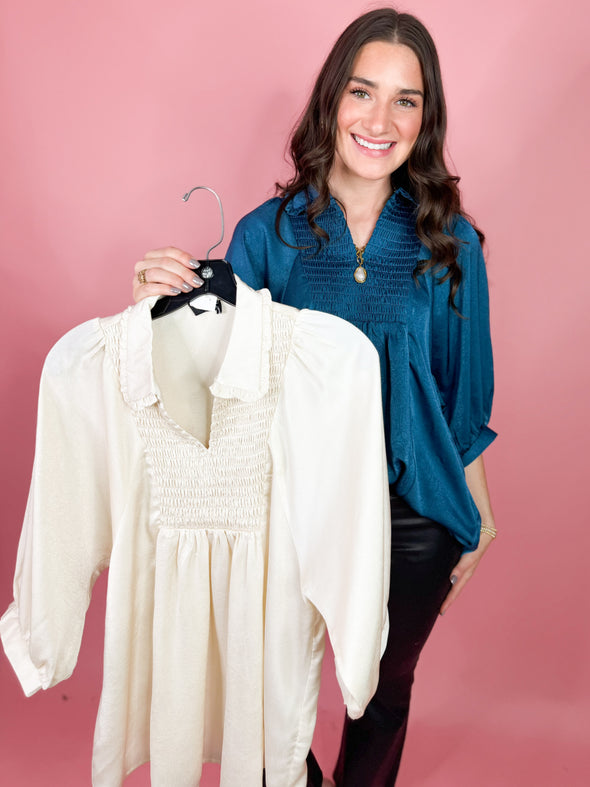 The Sadie Satin Collar Top