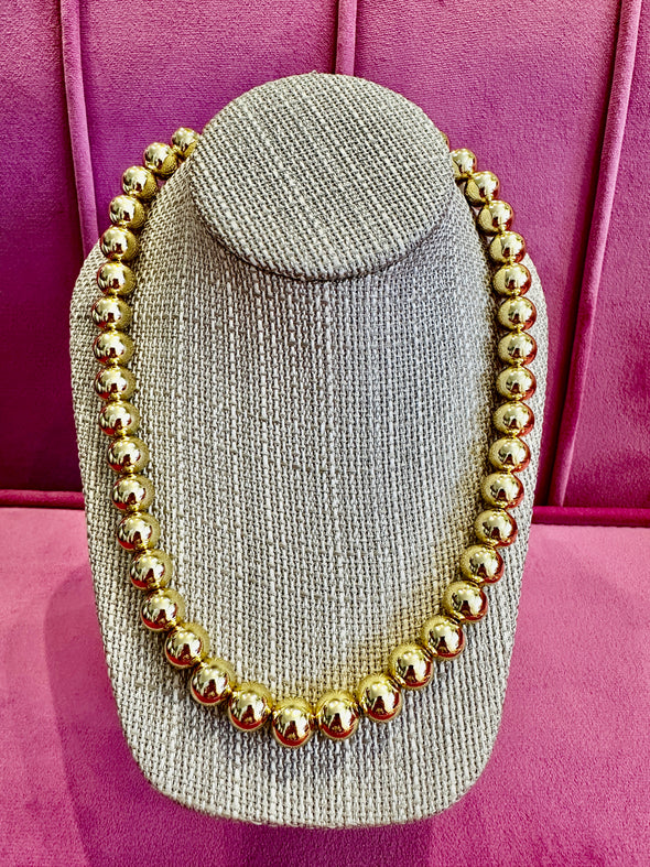 The Chunky Beaded Necklace-Gold 12mm 20''