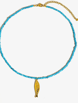Sasha Fish Beaded Necklace-Blue