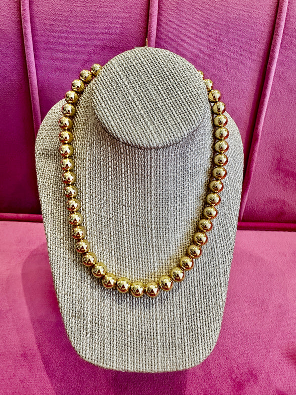 The Chunky Beaded Necklace-Gold 10mm
