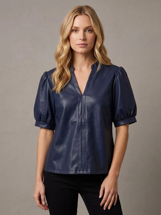 (THML) The Whiley Leather Top-Navy