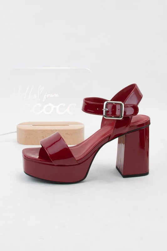 The Macey Block Heel-Burgundy