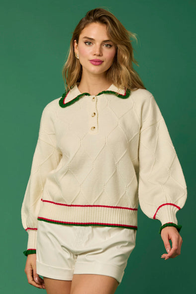 The Nicole Ruffle Sweater-Cream