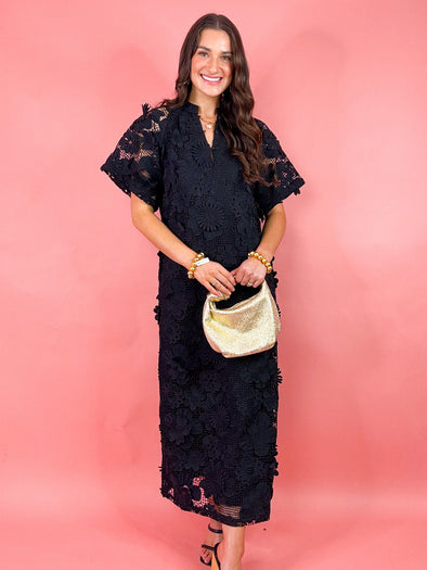 (Buddylove) The Leighton Eyelet Midi Dress-Black