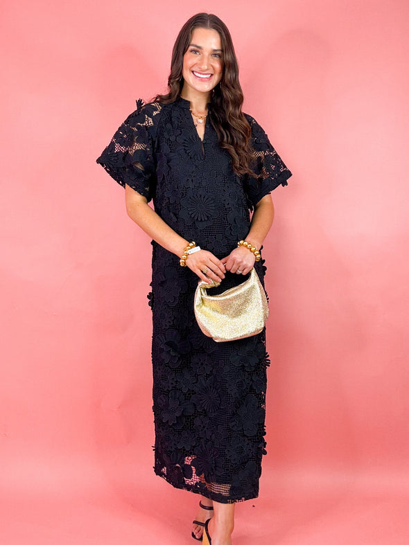 (Buddylove) The Leighton Eyelet Midi Dress-Black