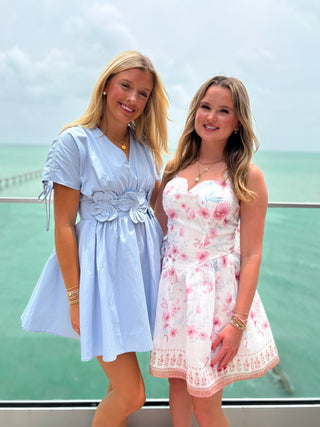 The Hedley Flower Detail Dress-Blue