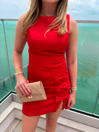 The Kitty Bow Dress-Red