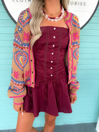 The Harry Heart Cardigan-Taupe