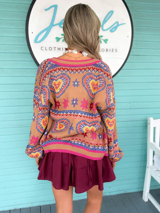 The Harry Heart Cardigan-Taupe