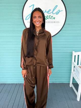(THML) The Ruby Ruffled Pants- Brown