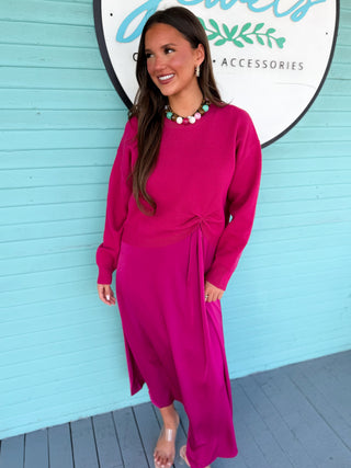 The Kasey Sweater Set- Magenta
