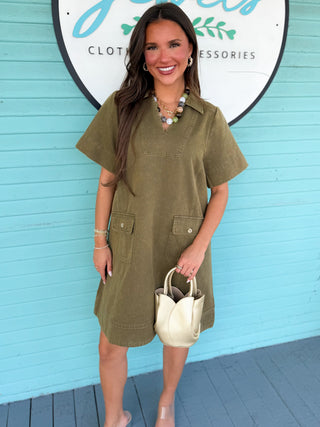 Olive chambray dress