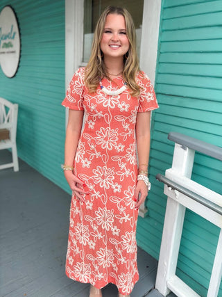 The Elise Floral Midi Dress-Guava