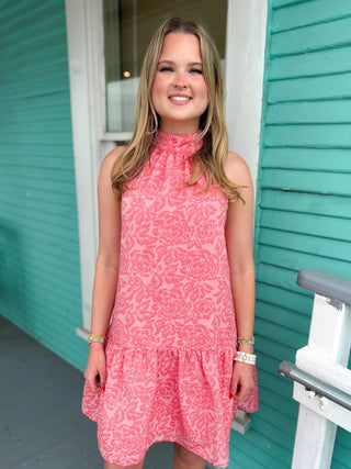 The Shaylana Jacquard Dress-Pink