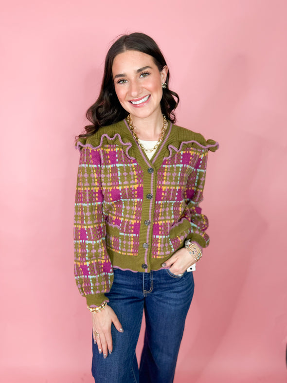 The Kendal Ruffle Sweater-Olive