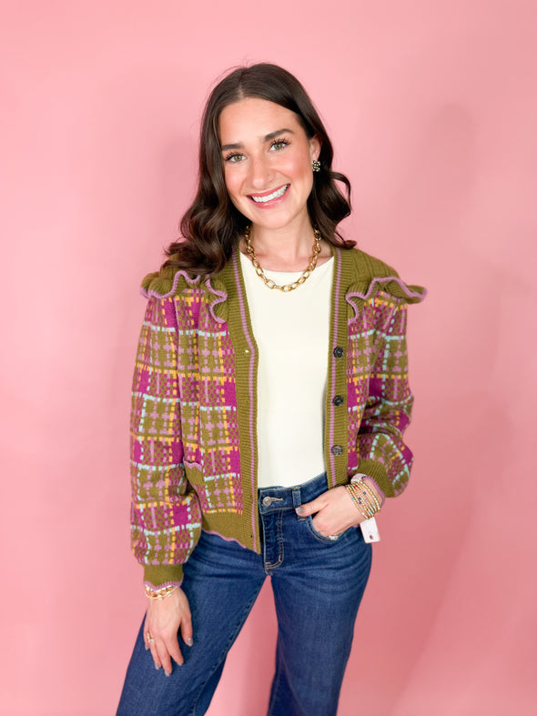 The Kendal Ruffle Sweater-Olive