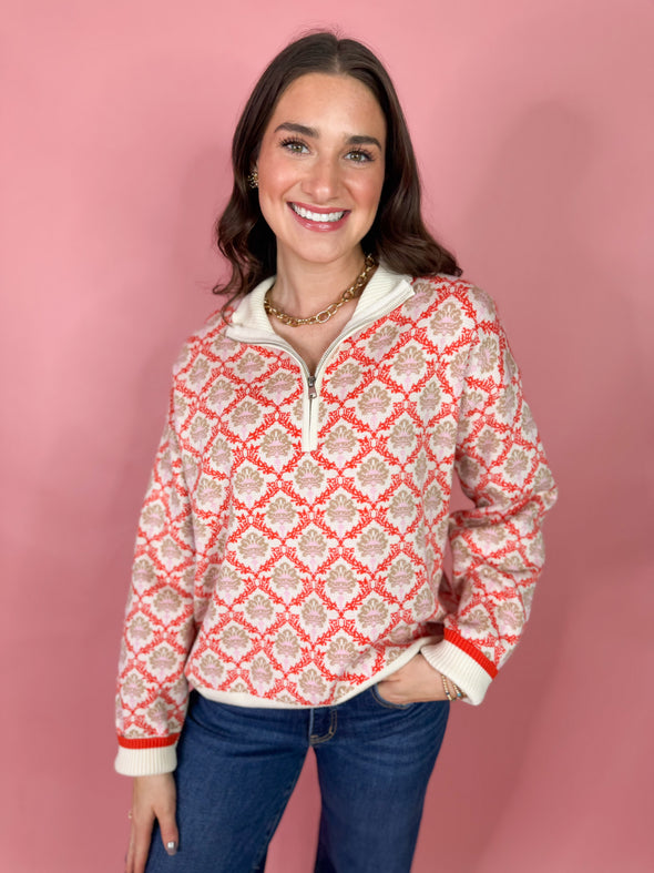 The Cameron Half Zip Sweater-Cream