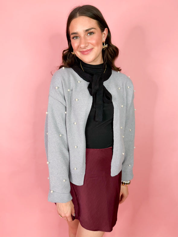 The Ricky Pearl Cardigan-Grey