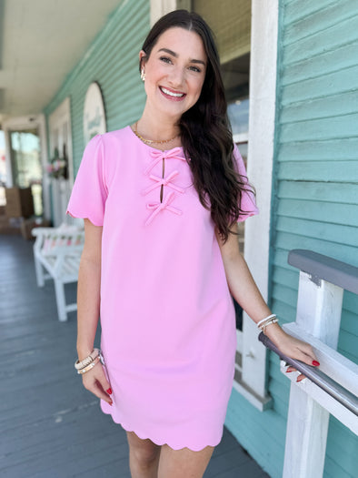 The Nancy Scallop Dress-Pink