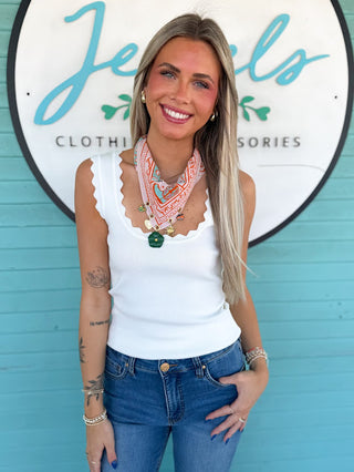 The Hanna Scallop Tank-White