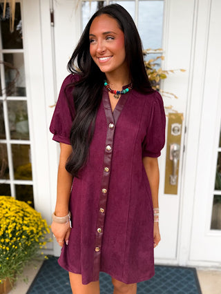 (THML) The Sasha Suede Dress-Burgundy