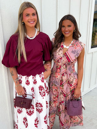 The Giselle Printed Zip Midi Dress-Mauve