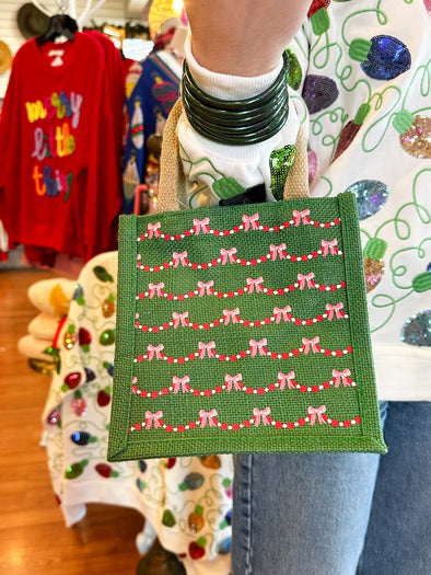 The Bow Garland Gift Tote-Green
