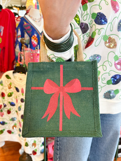 The Christmas Bow Gift Tote-Green
